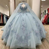 Elegant Sky Blue Sweetheart Sweet 16 Quinceanera A-Line Prom Dress Birthday Dress Evening Dress Ball Gown HZ1024