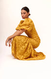 Special Yellow V-neck Lace Short Sleeve Mermaid Evening Dress Prom Dress HZ1024