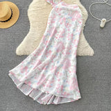 Seaside Holiday Sexy Halter top Mermaid Floral Skirt Two-piece Set HZ1024