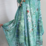 New Fashion Flora V-neck Design Beach Holiday A-line Spaghetti Strap Dress HZ1024