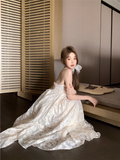 New Fashion Beige Design Beach Holiday A-line Halter Dress HZ1024