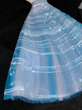 Vintage Sparkling Blue Sequin Sweetheart A-Line Design Tulle Evening Dress Prom Dresses HZ1024