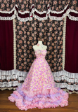 Gorgeous Applique Floral Sweet 16 Quinceanera Strapless A-Line Floor-length Tiered Prom Dress Evening Dress Ball Gown HZ1024