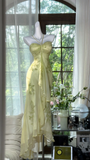 Shiny Light Green Sequined Spaghetti Strap Design Chiffon Prom Dress Evening Dress HZ1024