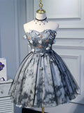 Black Short Prom Dresses, Black Cute Puffy Homecoming Dresses HZ1024