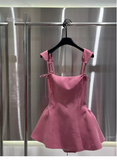 New Fashion Rose Pink Ruffled Hem Design A-line Party Dress Homecoming Dress HZ1024
