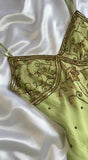 Vintage Embroidery Chiffon Spaghetti Strap Homecoming Dress Party Dress Cocktail Dress HZ1024