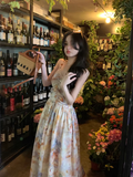 New Simple Fashion Floral Design A-Line Beach Holiday Halter Dress HZ1024