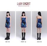 New Fashion Blue Style Short Slim Spaghetti Strap Dress HZ1024
