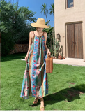 New Elegant Floral Design A-Line Beach Holiday Spaghetti Strap Dress HZ1024