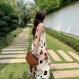 New Fashion Floral Design A-Line Spaghetti Strap Dress HZ1024