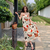 New Fashion Floral Design A-Line Spaghetti Strap Dress HZ1024