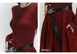 Vintage Elegant Simple Backless Red Long-sleeved Dress HZ1024