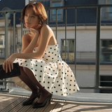 Vintage Dot Pattern Strapless A-Line Short Summer Dresses Party Dress Homecoming Dress HZ1024