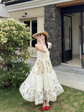 New Fashion Floral Design Beach Holiday A-line Sleeveless Vintage Dress HZ1024