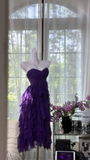 Elegant Purple Sweetheart Strapless Romantic A-Line Chiffon Tiered Evening Dress Prom Dresses HZ1024