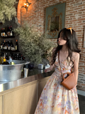 New Simple Fashion Floral Design A-Line Beach Holiday Halter Dress HZ1024