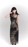 New Simple High Neck & Low Neckline Design Sleeveless Tank Top Dress HZ1024
