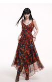 New Fashion Floral Pattern Design Spaghetti Strap Dress HZ1024