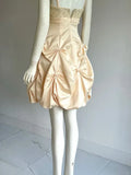 Vintage Champagne A-Line Spaghetti Strap Homecoming Dress Satin Beaded Party Dress Short Cocktail Dress HZ1024