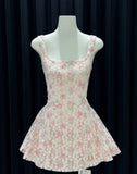 Vintage Floral A-Line Homecoming Dress Square-neck Party Dress Short Cocktail Dress HZ1024