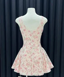 Vintage Floral A-Line Homecoming Dress Square-neck Party Dress Short Cocktail Dress HZ1024