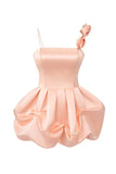Vintage Pink Satin Short A-Line Party Dress Cocktail Dress Homecoming Dress HZ1024