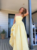 Chic A-Line Strapless Evening Gown Irregular Hem Party Dress Long Formal Dress HZ1024
