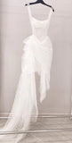 Vintage White Irregular Skirt Hem Sheath Tulle Prom Dress Party Dress Evening Dress HZ1024