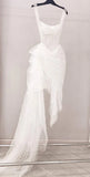 Vintage White Irregular Skirt Hem Sheath Tulle Prom Dress Party Dress Evening Dress HZ1024