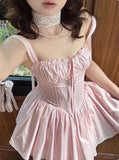 Vintage Spaghetti Strap Pleated A-Line Lace Short Party Dress Cocktail Dress Homecoming Dress HZ1024