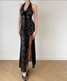 New French Summer Beach Holiday Sexy Mesh V-neck Dress HZ1024