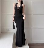 New Simple Red Halter Dress Elegant Party Evening Dress HZ1024