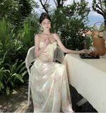 New Fashion Sexy Floral Design A-Line Beach Holiday Spaghetti Strap Dress HZ1024