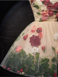 Vintage FLoral Design Elegant Mesh Vest Homecoming Dress HZ1024