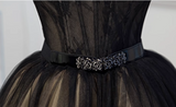 Charming Black Floral Embroidery Design Elegant Mesh Spaghetti Strap Homecoming Dress HZ1024