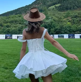 Vintage Sweetheart Ruffled Hem Design Summer Party Dress Homecoming Dress HZ1024