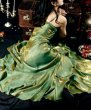 Elegant 3D Flower Satin Prom Dress Mermaid Evening Gown Party Dress Spaghetti Strap Formal Dress HZ1024
