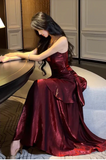 Elegant Satin Sweetheart Prom Dress Mermaid Spaghetti Strap Evening Gown Party Dress Long Formal Dress HZ1024