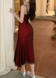 Elegant Burgundy Sheath Prom Dress Spaghetti Strap Evening Gown Party Dress Long Formal Dress HZ1024