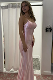 Elegant Satin Sheath Prom Dress Spaghetti Strap Evening Gown Party Dress Long Formal Dress HZ1024