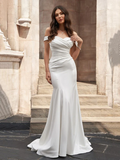 Elegant White Sweetheart Off-the-shoulder Mermaid Trailing Long Wedding Dress HZ1024