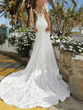 Elegant White Applique Sweetheart Off-the-shoulder Mermaid Satin Trailing Long Wedding Dress HZ1024