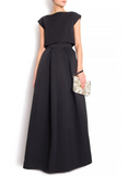 Elegant Black Two Piece Mother of Bride Dress Jewel Neck Evening Gown Long Simple Formal Dress HZ1024