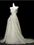 Elegant Floral Sweet 16 Quinceanera A-Line Strapless Evening Dress Long Ball Gown HZ1024