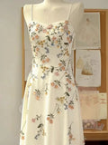 Vintage Beige Spaghetti Strap Floral Applique Design Elegant A-Line Evening Dress Prom Dress HZ1024