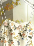Vintage Beige Spaghetti Strap Floral Applique Design Elegant A-Line Evening Dress Prom Dress HZ1024
