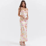 Vintage Floral Sweetheart Prom Dress Sheath Spaghetti Strap Evening Dress Long Formal Dress HZ1024