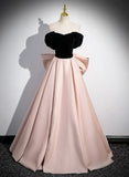 Off Shoulder A-line Pink Formal Dress Evening Dress, Pink Long Prom Dress HZ1024