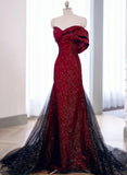 Elegant Black And Red Sweetheart Mermaid Long Prom Dress, Black And Red Evening Dress HZ1024
